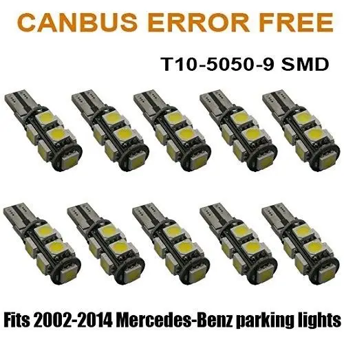 Бесплатная доставка 4 штуки PcsT10/194/168/W5W белый цвет Размеры 9 и 5050-SMD Canbus