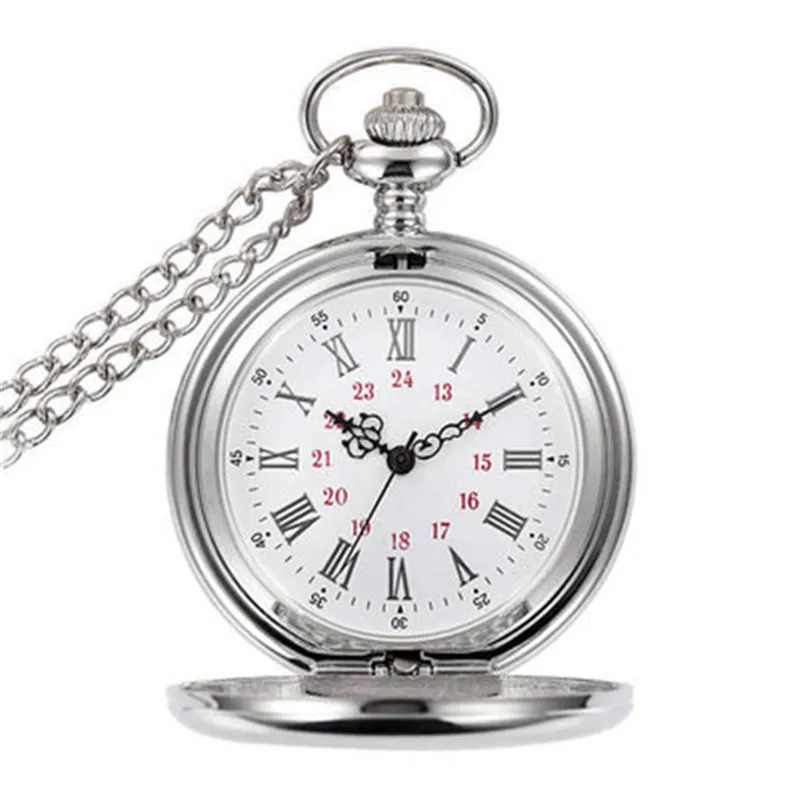 Fob Pocket Watch Vintage Roman Numerals Quartz Watch Clock With Chain