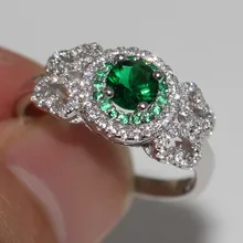 2017 Top Sell Handmade Luxury Jewelry 100% Pure 925 Sterling Silver Green 5A CZ White Zirconia Women Wedding Band Pave Ring Gift