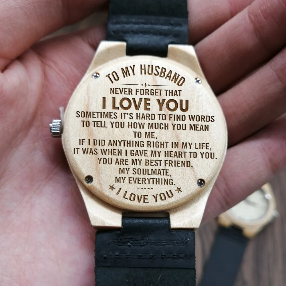 

ENGRAVED CARVED WOODEN WATCH IN A HEARTBEAT I'LL KEEP CHOOSING YOU TO MY HUSBAND