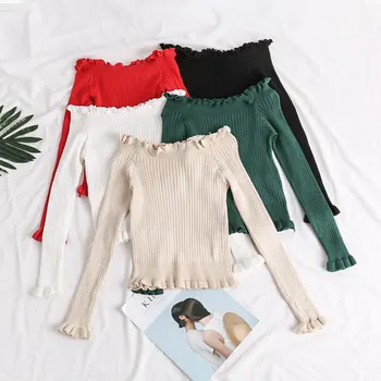 

sexy ruched off shoulder sweater women long sleeve sweater women long slashneck pull femme black sweater femme courte