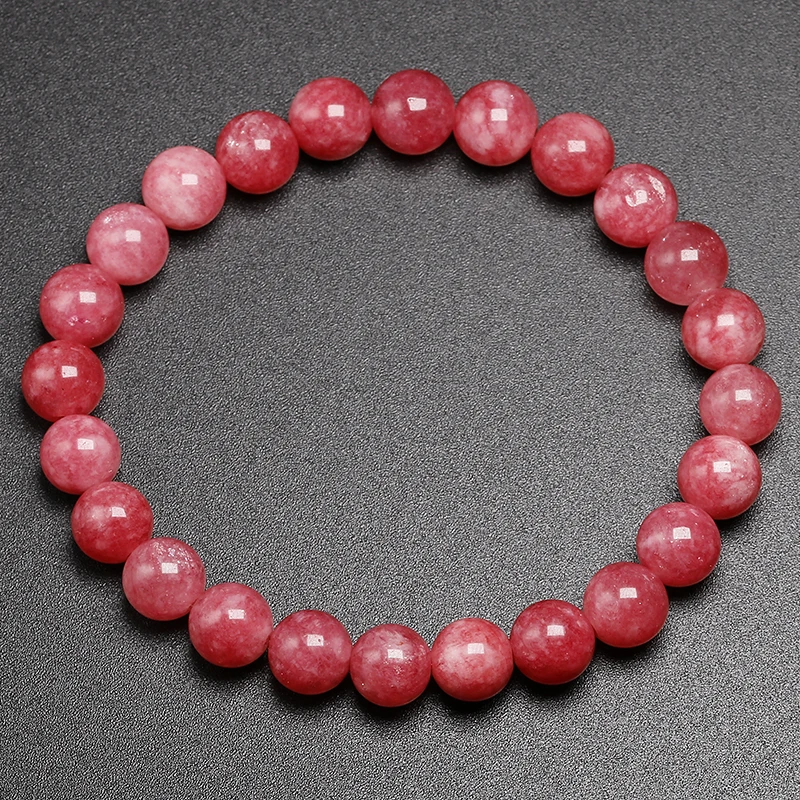 Genuine Natural Stone Rhodonite Round Beads For Quartz Rhodochrosite Bracelet Women Girls Jewelry Gem Bracelets Accessories - Цвет камня: Beads 8mm