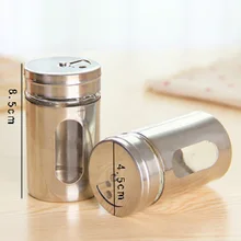 

Stainless steel spice jar tank sauce pot seasoning bottle swivel glass inside metal outside spice jar sugar pot glass caster