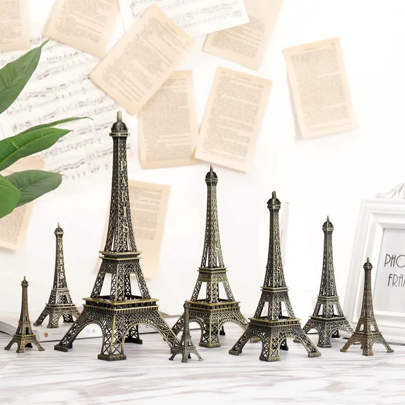 

Nordic Mini Ornaments Paris Tower Model Metal Iron Crafts Desk Office Home Decorations Accessories Retro Miniature Figurines