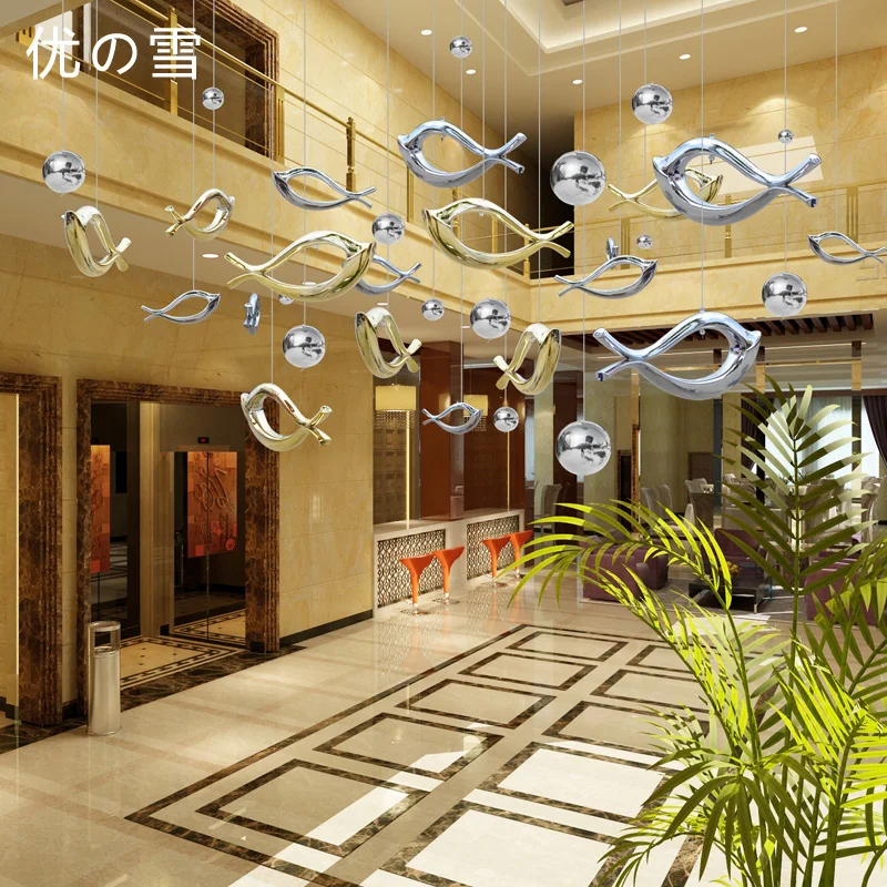 

Hanging Fish Pendant In The Air Decorative Ceiling Decorations In The Commercial Window Of The Shopping Mall Of The Hotel