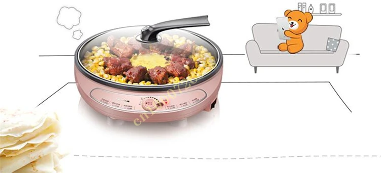 220V электрическая сковорода блинница машина антипригарная Бытовая сковородка для жарки с Автоматическое отключение питания Функция EU/AU/UK/US вилка