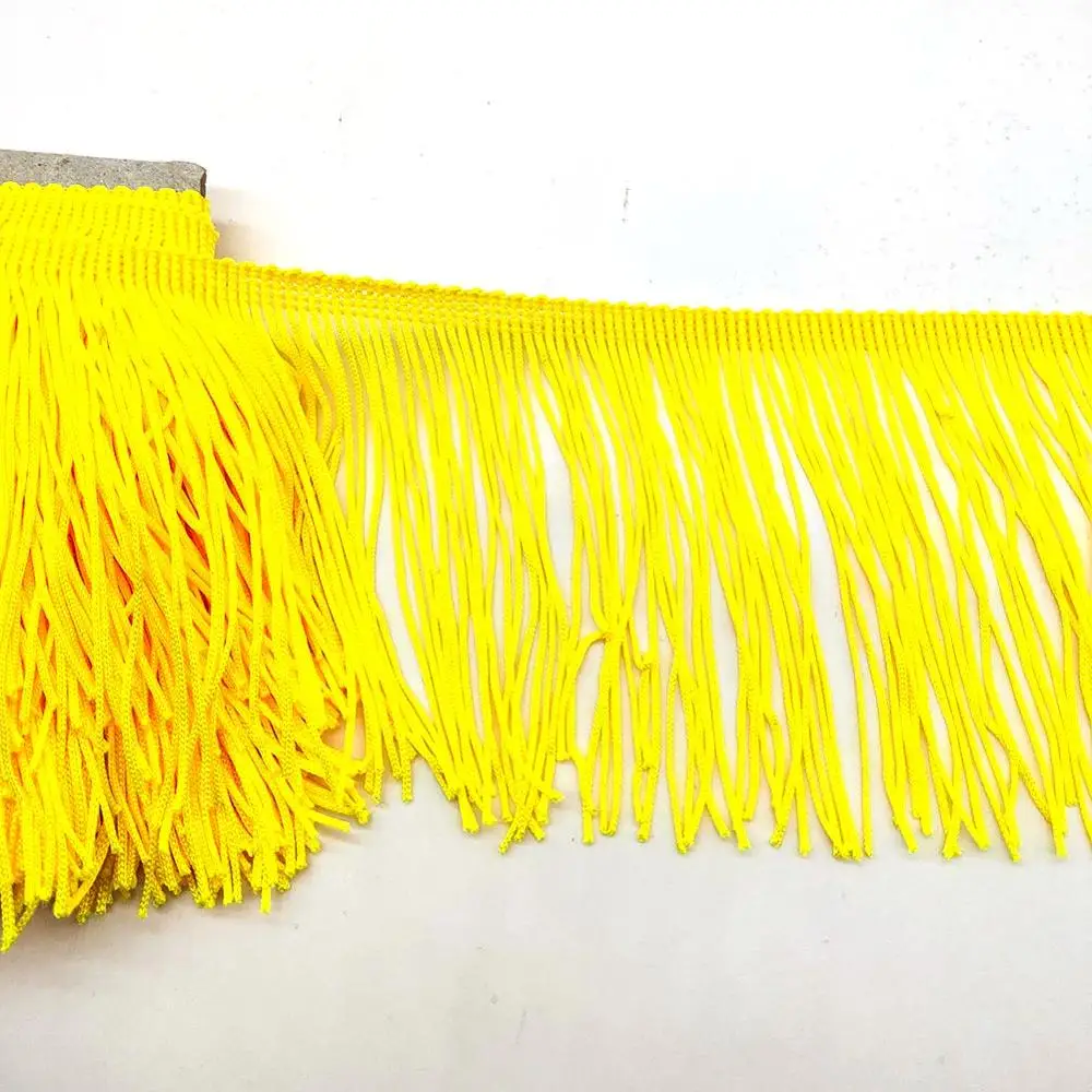 Красивая 10 ярдовая кружевная бахрома с отделкой 10 см широкая кисточка бахрома отделка для самостоятельного изготовления латинских платьев аксессуары для сценической одежды кружевная лента - Цвет: Yellow