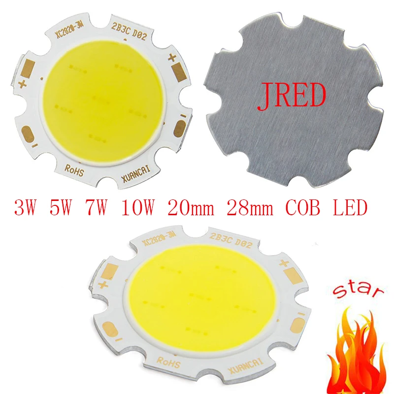 10 шт./лот круглый COB 20 мм 28 PCB супер яркий 3 Вт 5 7 Cob Led чип теплый белый/белый Чип 20MM