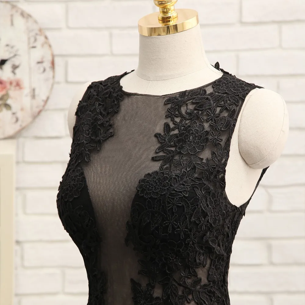 HVVLF See Through платья для выпускного вечера A-Line Черный шифоновые аппликационные Кружева сексуальное длинное выпускное платье Вечерние платья Вечернее платье