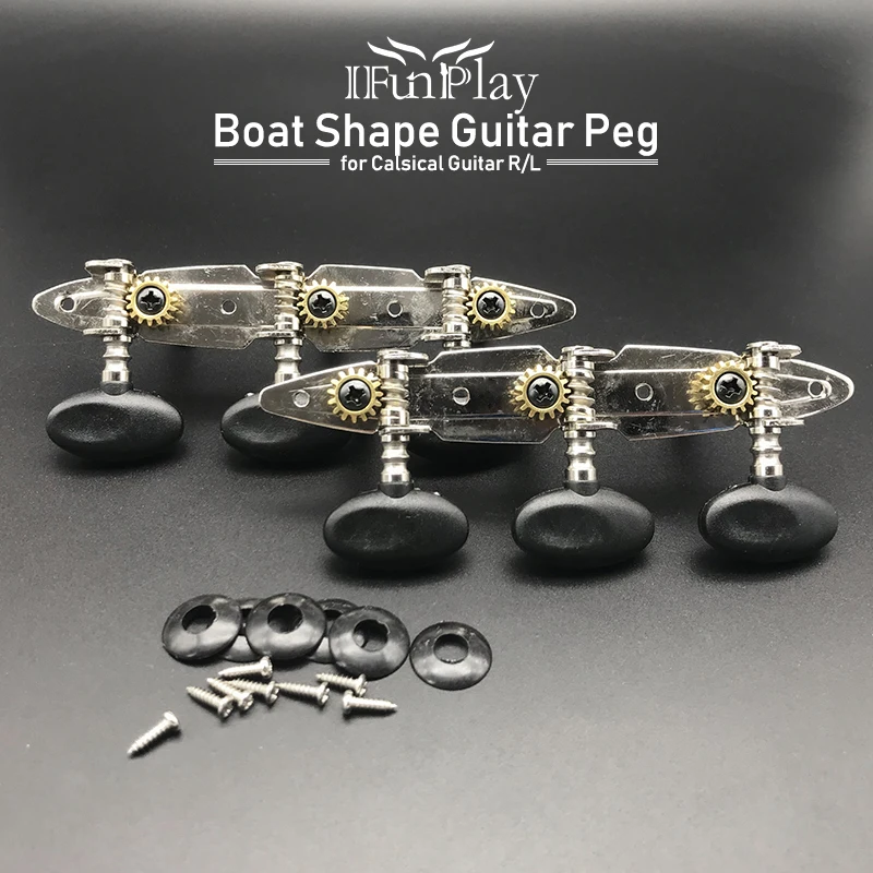 

Classic Guitar Tuning Pegs Keys Tuners Machine Heads Black Button Locking String Boat Shape Classical Guitar Peg 3R3L