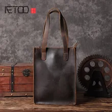 AETOO  Handmade leather products European and American leather handbags shopping bags retro art men bag original design