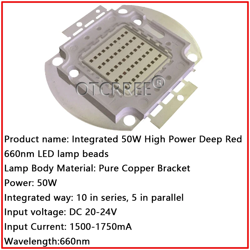 High Power LED Chip 660nm Deep Red LED Grow Light 660 nm 50W 60W COB Emitter+Driver+heatsink+cooler+lens reflector