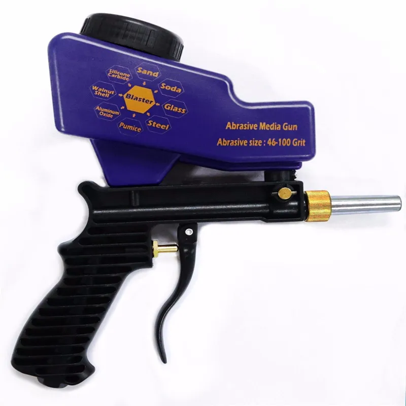 Gravity Feed Portable Hand Held Pneumatic Sand Media Blaster Gun w/ Spare Tip