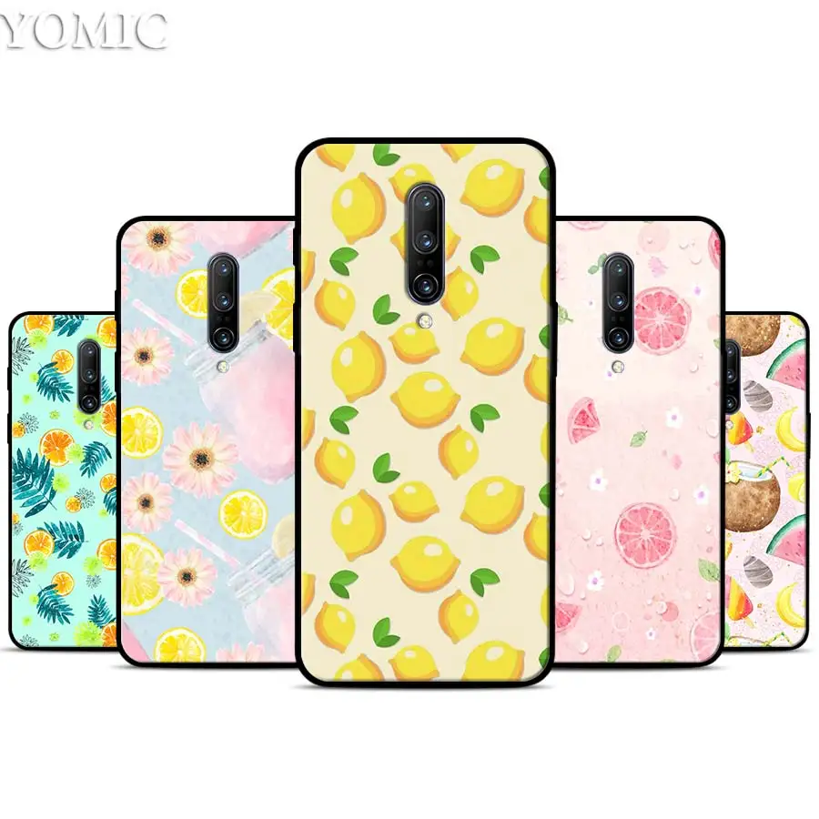 Summer fruit lemon watermelon Silicone Case for font b Oneplus b font font b 7 b