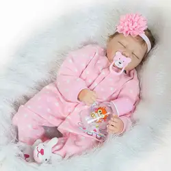 NPK 22 дюйма силиконовые Reborn куклы новорожденных Комплект Реалистичные милый спящего ребенка куклы для детей Playmat BM88