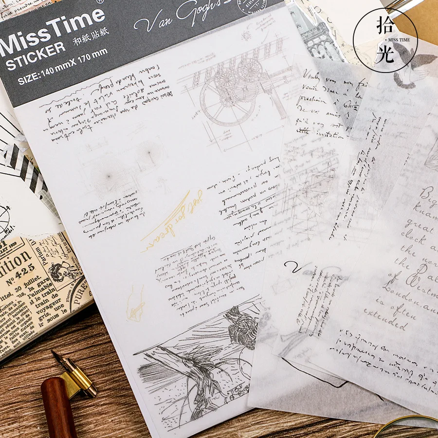 

4pcs/pack Van Gogh manuscript Retro Decorative Sticker Scrapbooking Sticker diary DIY albums stationery Sticker escolar
