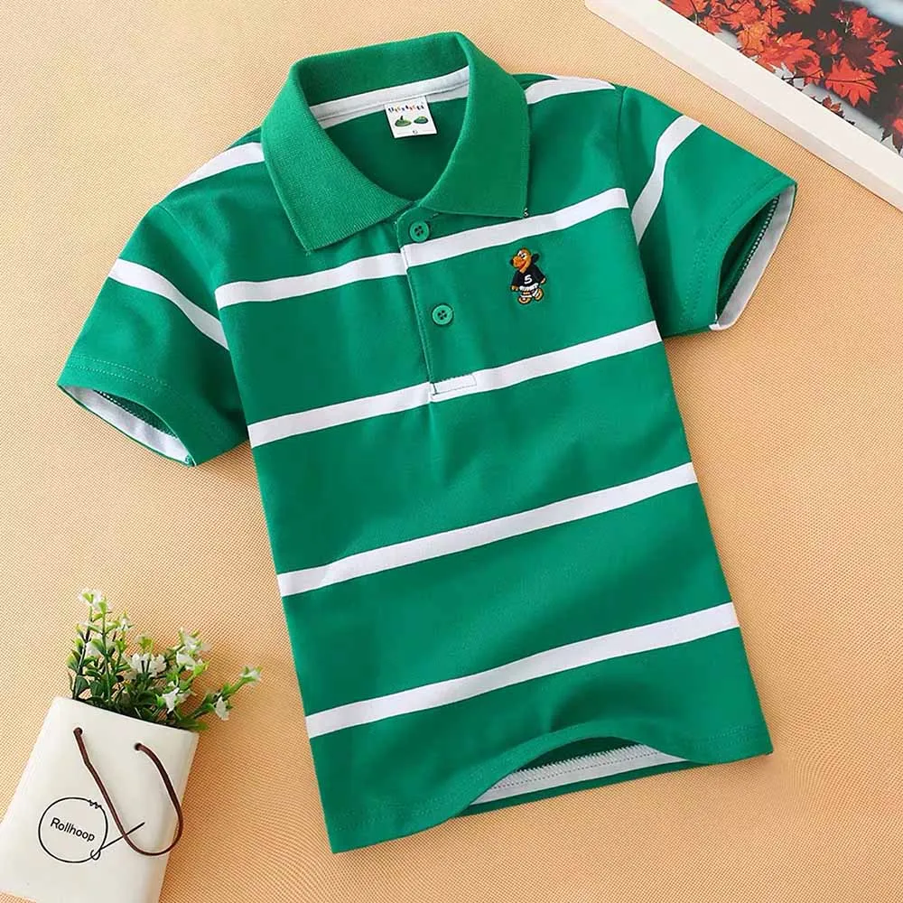 boys shirt shirt Children's wear boy's short sleeve T-shirt pure cotton summer children's T-shirt lapel sleeve Boys - Цвет: 8