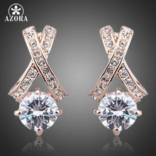 AZORA X Element розовое золото Stellux Австрийский Кристалл Uique Дизайн 2ct CZ серьги-гвоздики TE0073