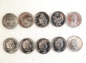 

5pcs Cook Islands coins, the 2003 edition, the Queen's head