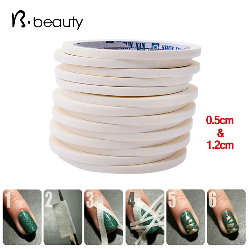 2pcs Nail Art Adhesive Tape 0.5cm&1.2cm17m Creative Design Nail Stickers,Strong Sticky Glue for  DIY Nail Gel Polish Tools
