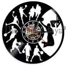 Reloj de pared de vinilo Vintage para baloncesto, reloj de pared, reloj de pared para jugar baloncesto