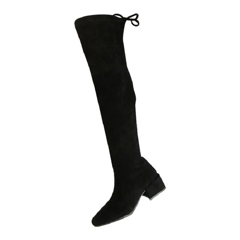

2019 European and American net red new elastic knee high boots with thick and wild women's boots black ljj 0104