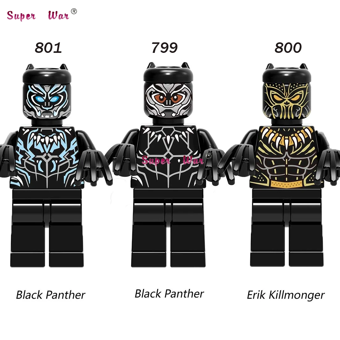 

Single Super Hero Movie Series Black Panther Erik Killmonger T'Challa figure building blocks model bricks toys for children