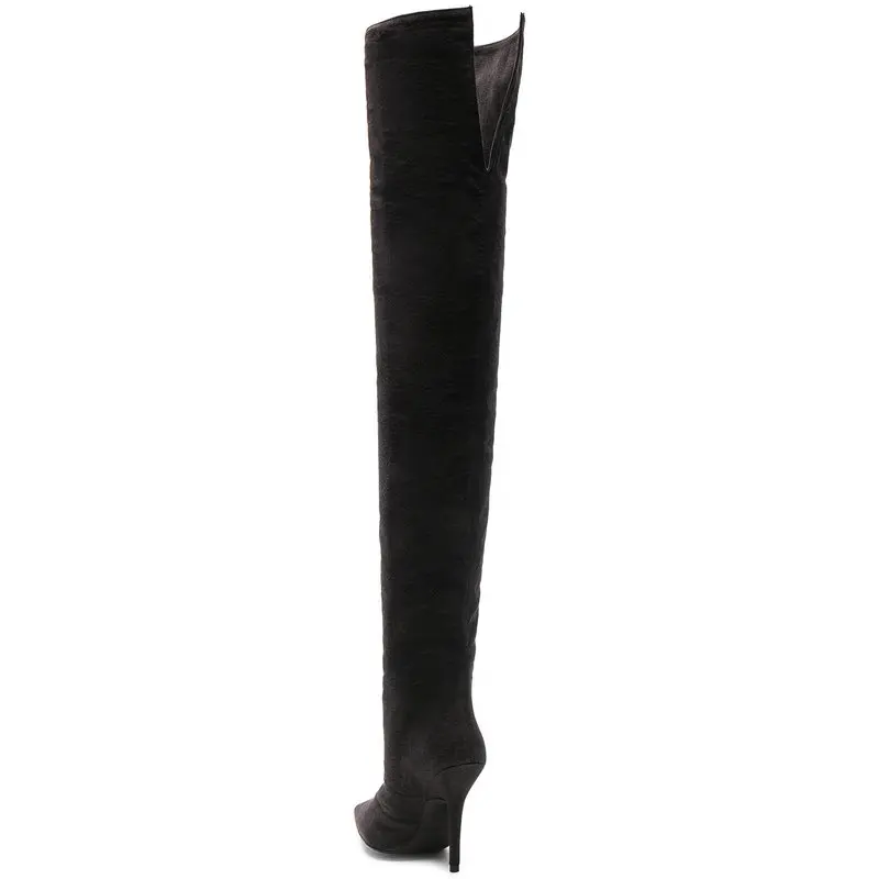 

2019 Europe and the United States fashion ladies sexy pointed high-heeled thigh boots over the knee ladies deerskin cashmere