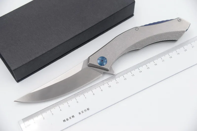 Стальная ручка с лезвием JUFULE poluletkiy Blue Moon D2 складной шарикоподшипник Флиппер