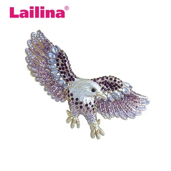 

2.8*3.2inches 100pcs/lot red rhinestone purple eagle pin brooch