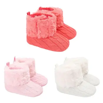 

0-18M Toddler Boots Autumn Winter Warm Knitting Soft Bottom Wool Baby Shoes Handmade Warm Baby Boots For Girls