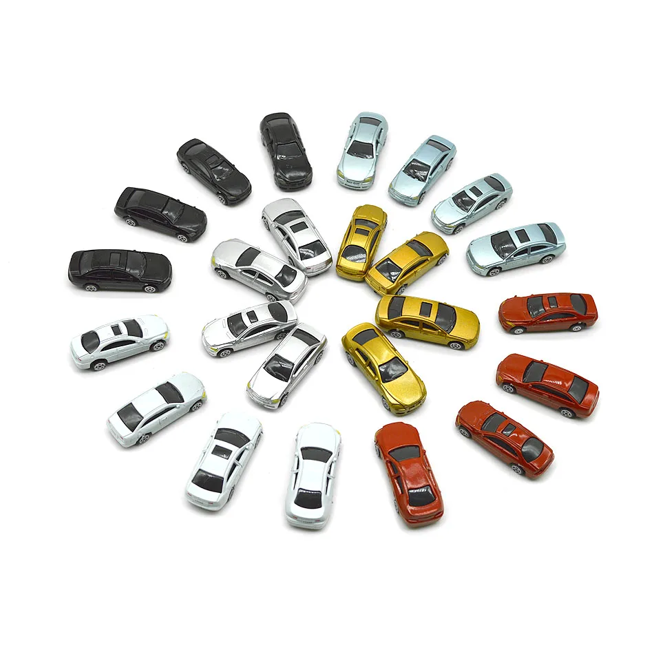 

Freeshipping 50Pcs Painted Model Cars in Model Building Layout Mini 1:100 Scale Model Car toys