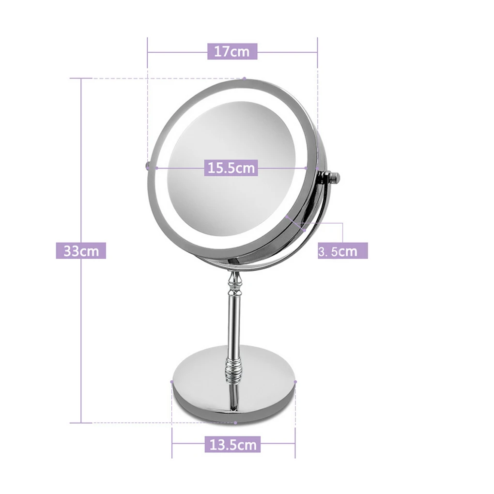 

LED Makeup Mirror 360 Degree Rotary Double Side 10X Magnifying Round Shaped Mirror Beauty Tools