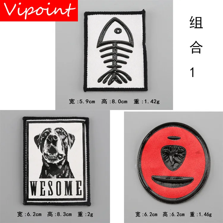 

VIPOINT one set embroidery printed warning patches letter alphabet patches badges applique patches for clothing YM-47