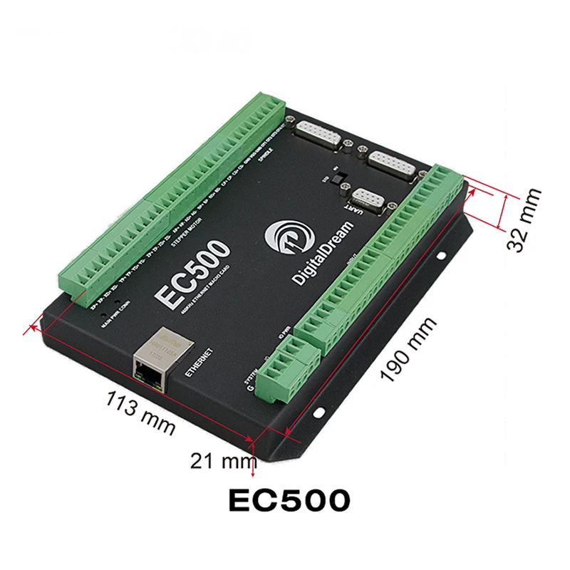 EC500 Ethernet 3-6 Axis Mach3 CNC Motion control Card Breakout Board 460 кГц 24 В поддержка постоянного тока Стандартный MPG и шаговый/сервопривод