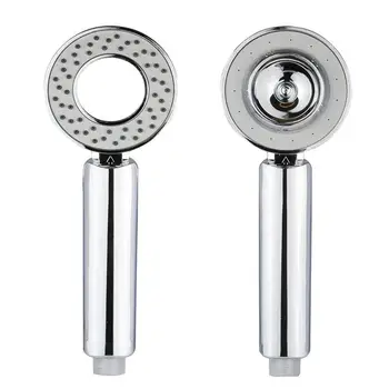 

High Pressure SPA Double-sided Shower Head Round Handheld ABS Chrome Booster Bath Shower Water Saving Switch Handle Hand Shower