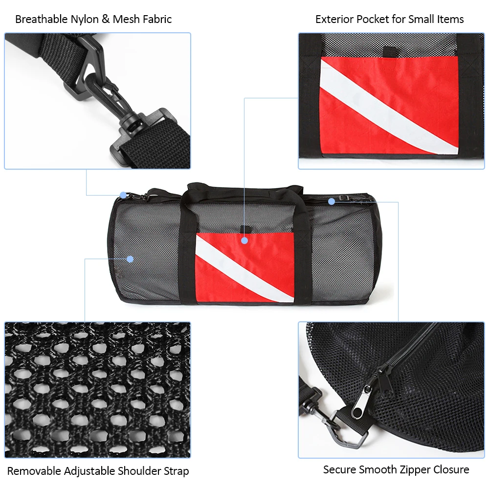 NEW Mesh Duffel Gear Bag Snorkel Equipment Gym Bag for Mask Snorkel Fins Scuba Diving Bags Surfing Gear Pouch Case