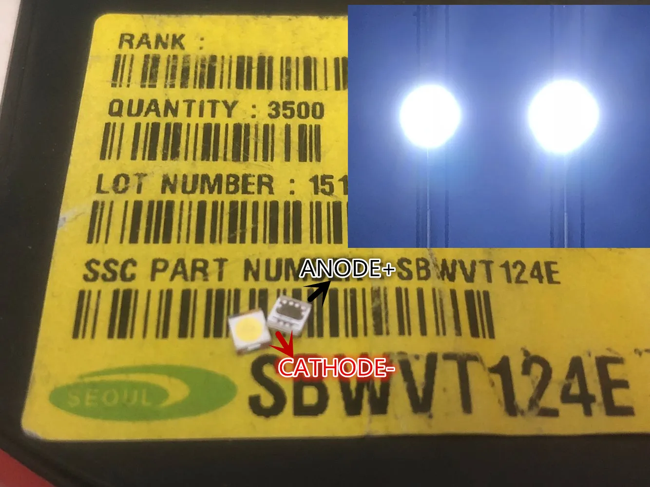 

1000pcs SEOUL High Power LED LED Backlight 1210 3528 2835 1W 100LM Cool white SBWVT120E LCD Backlight for TV TV Application