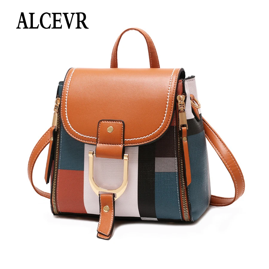 

ALCEVR Large Capacity Backpacks Travel Bags Women Backpack Designer High Quality PU Leather Female Bag Fashion School Bags Totes