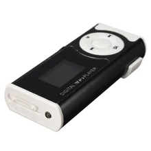 Mini USB Clipe MP3 Player Tela LCD Apoio 16 GB Mini SD TF, preto