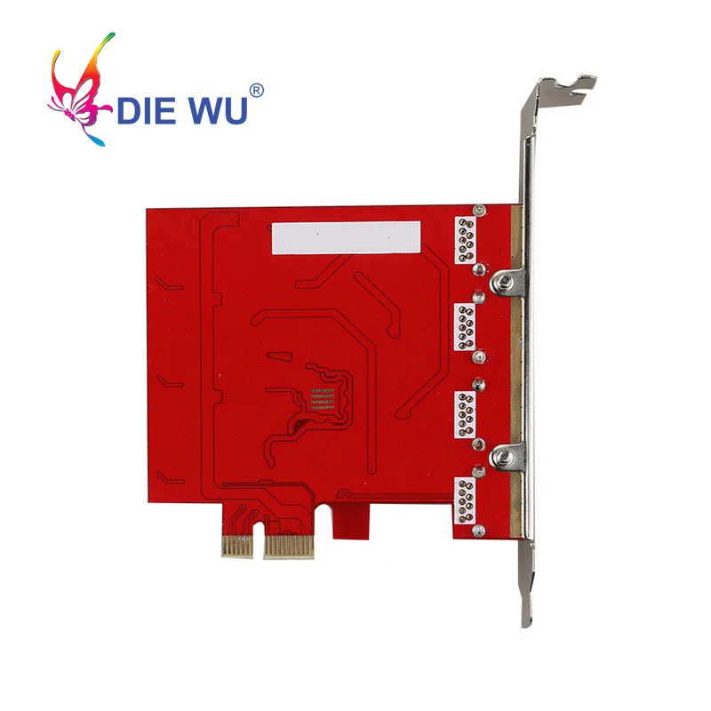 DIEWU PCIe USB 3 0 Расширительная карта 4 порта переходная адаптер красная печатная