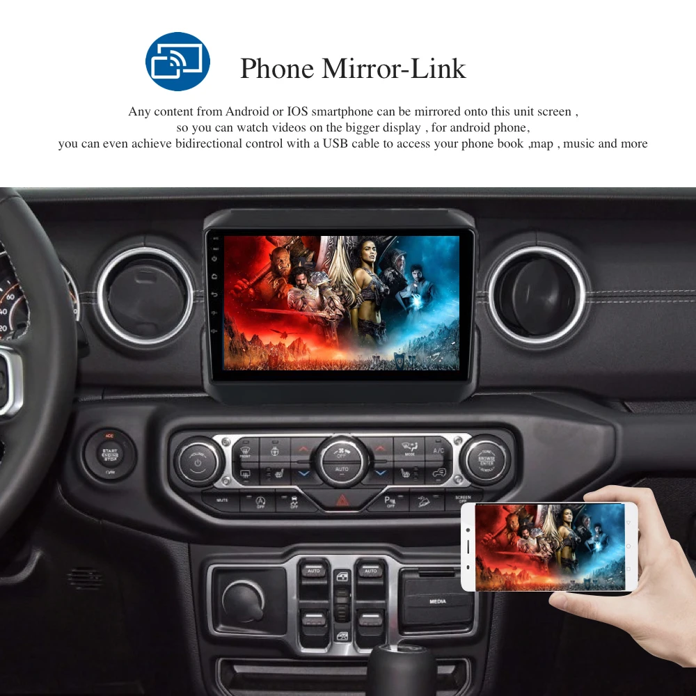 Top Android 9.0 2 Din GPS for Jeep Wrangler 2018 2019 PX6 DSP IPS HDMI 4Gb+64Gb RDS WIFI BT USB AUX  carplay OBD free Map 2