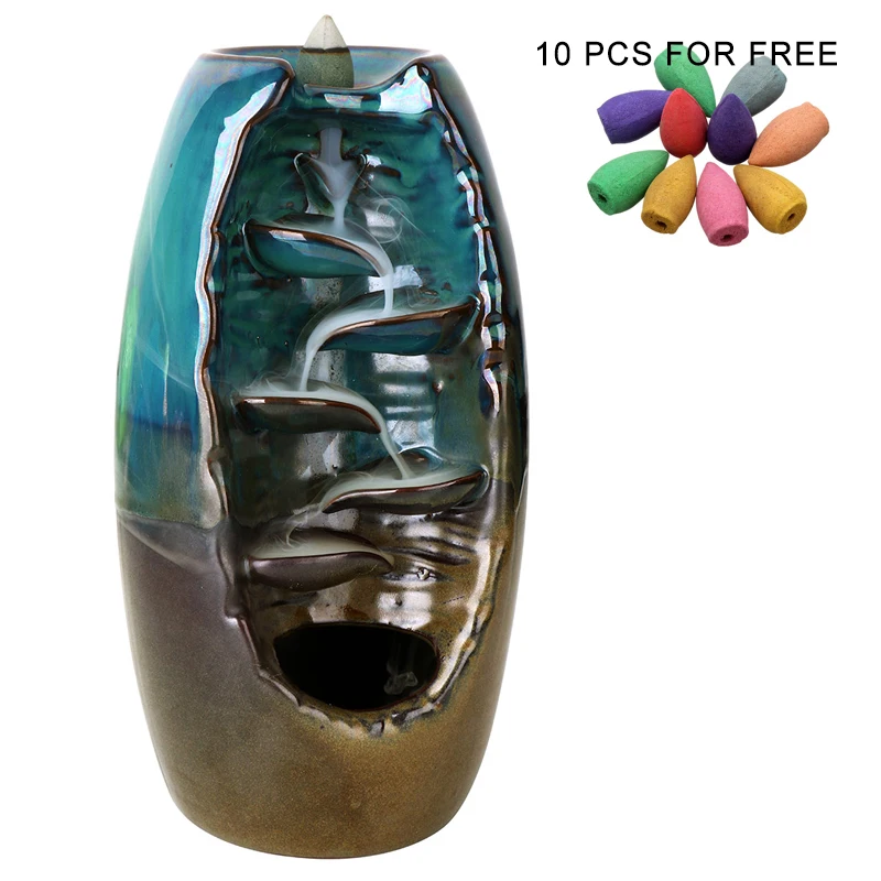 

Mountain Road Incense Burner Ceramic Aromatherapy Backflow Incense Burner Home Office Tower Cone Incense Holder Porte Encens