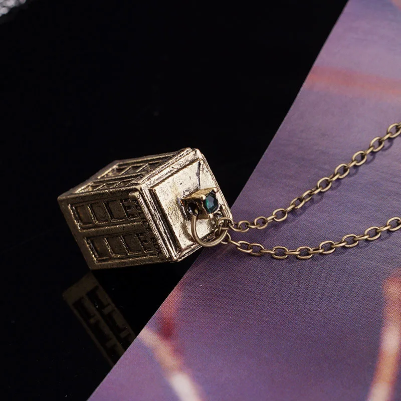 3D Доктор Кто Тардис полицейская коробка оловянный высокий длинная цепь кулон ожерелье