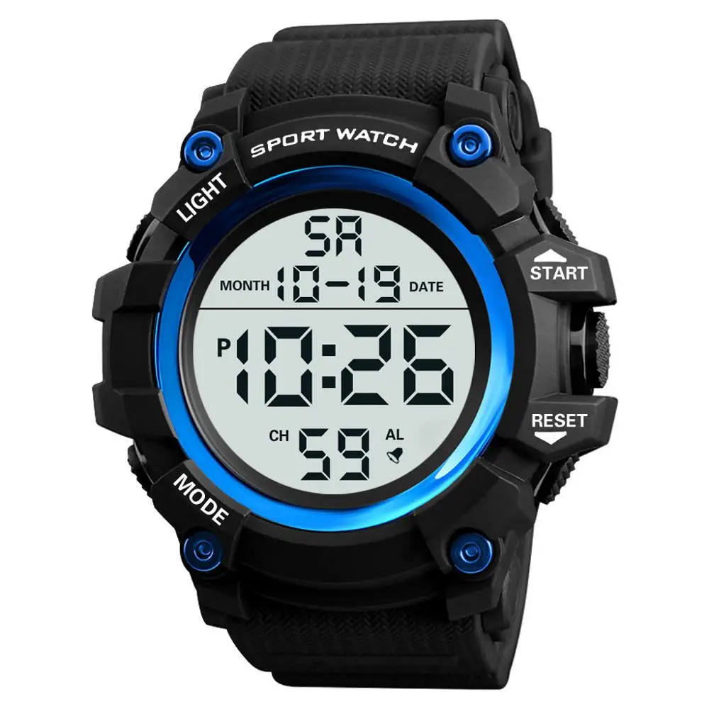 Военные часы мужские спортивные модные аналоговые цифровые светодиодный водонепроницаемые наручные часы с резиновым ремешком Мужские часы в подарок erkek kol saati A50 - Цвет: Blue