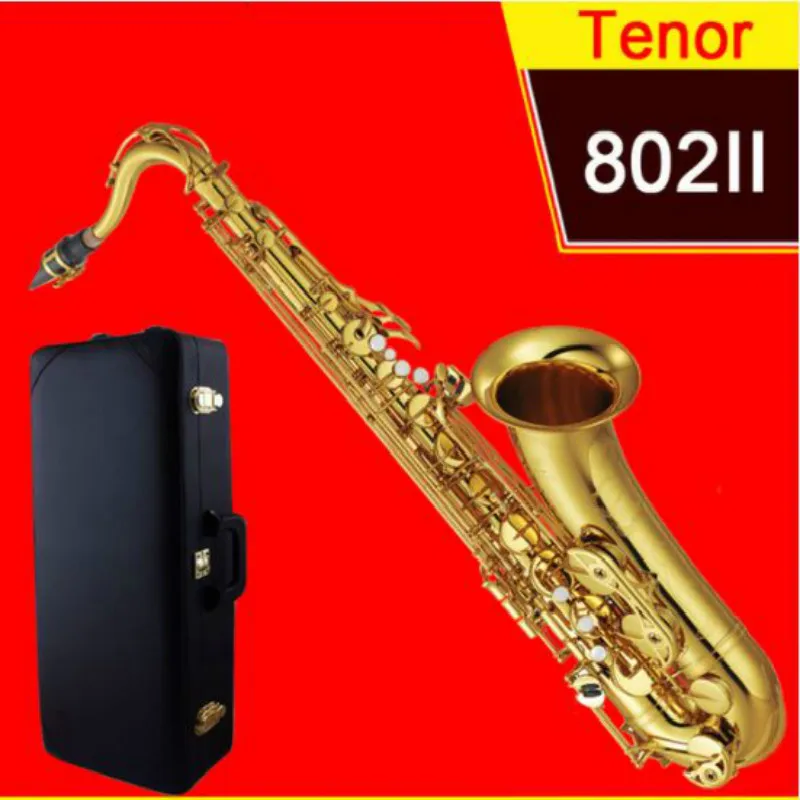 

high quality France Salm STS 802II Tenor Saxophone 802 Tenor Sax Electrophoresis gold Professional musical instrument mouthpiece