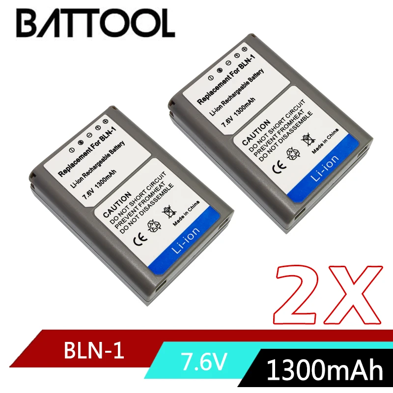 

2X 7.6V 1300mAh BLN1 BLN 1 Rechargeable Li-ion Battery For Olympus BCN1 BCN-1 E-M1 EM1 E-M5 OM-D E-P5 EM52
