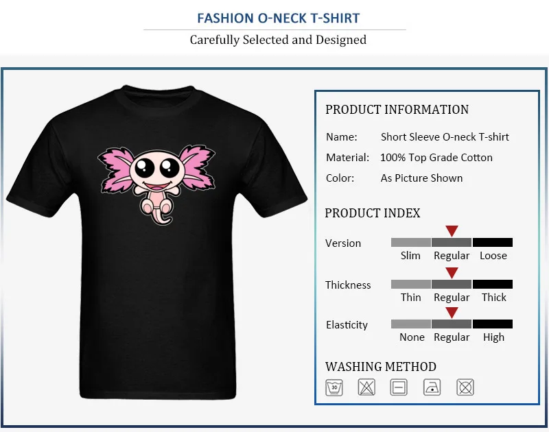 Pinky The Axolotl Casual Short Sleeve Tees Father Day Round Neck 100% Cotton Fabric Boy T Shirt Casual Tee-Shirt Funny Pinky The Axolotl