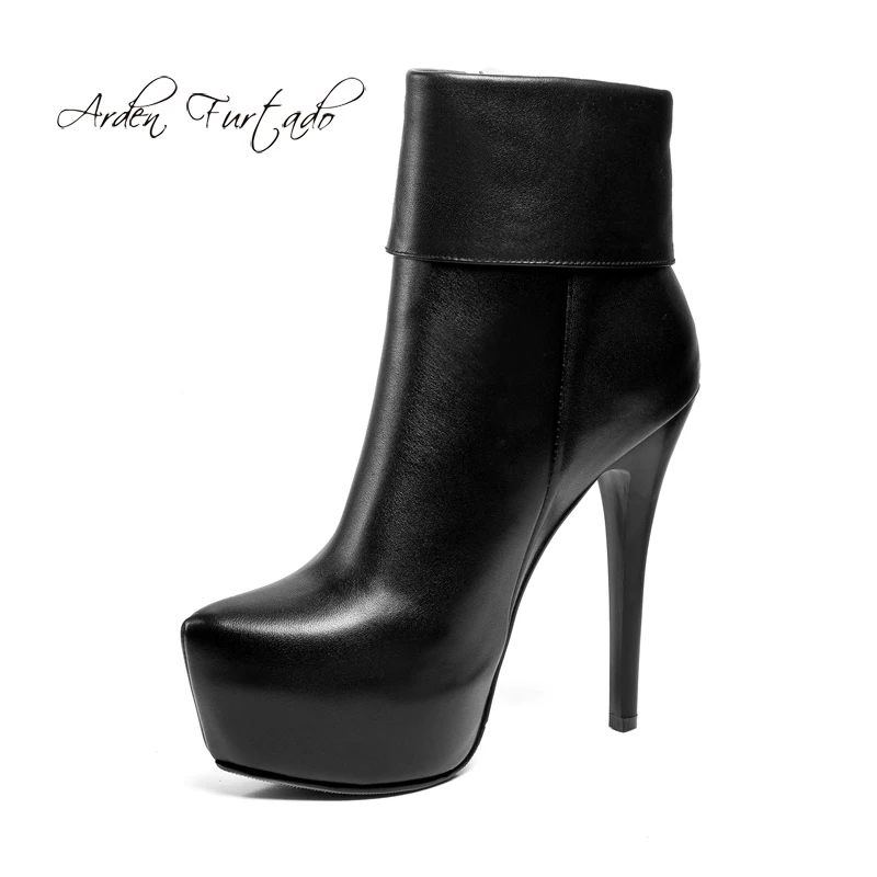 Arden Furtado 2018 spring autumn winter high heels 13cm platform round toe ankle boots | Обувь