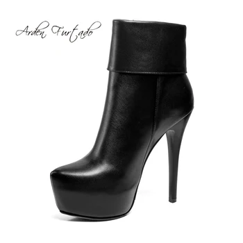 

Arden Furtado 2018 spring autumn winter high heels 13cm platform round toe ankle boots